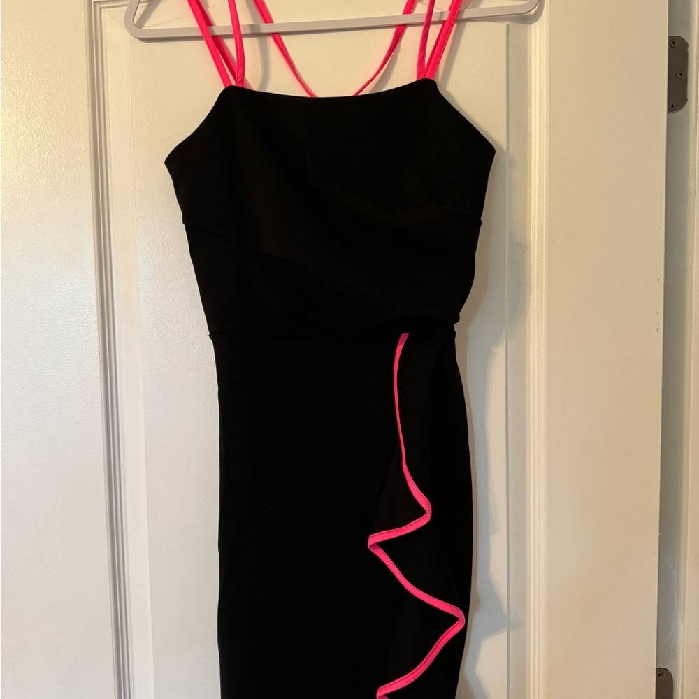 Venus Black Dress with Pink Accents Extra Small
